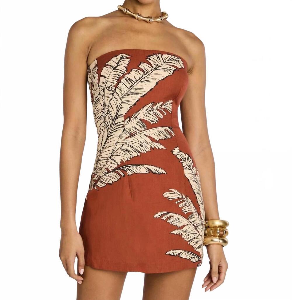 NEW HEMANT & NANDITA strapless mini dress in terracotta